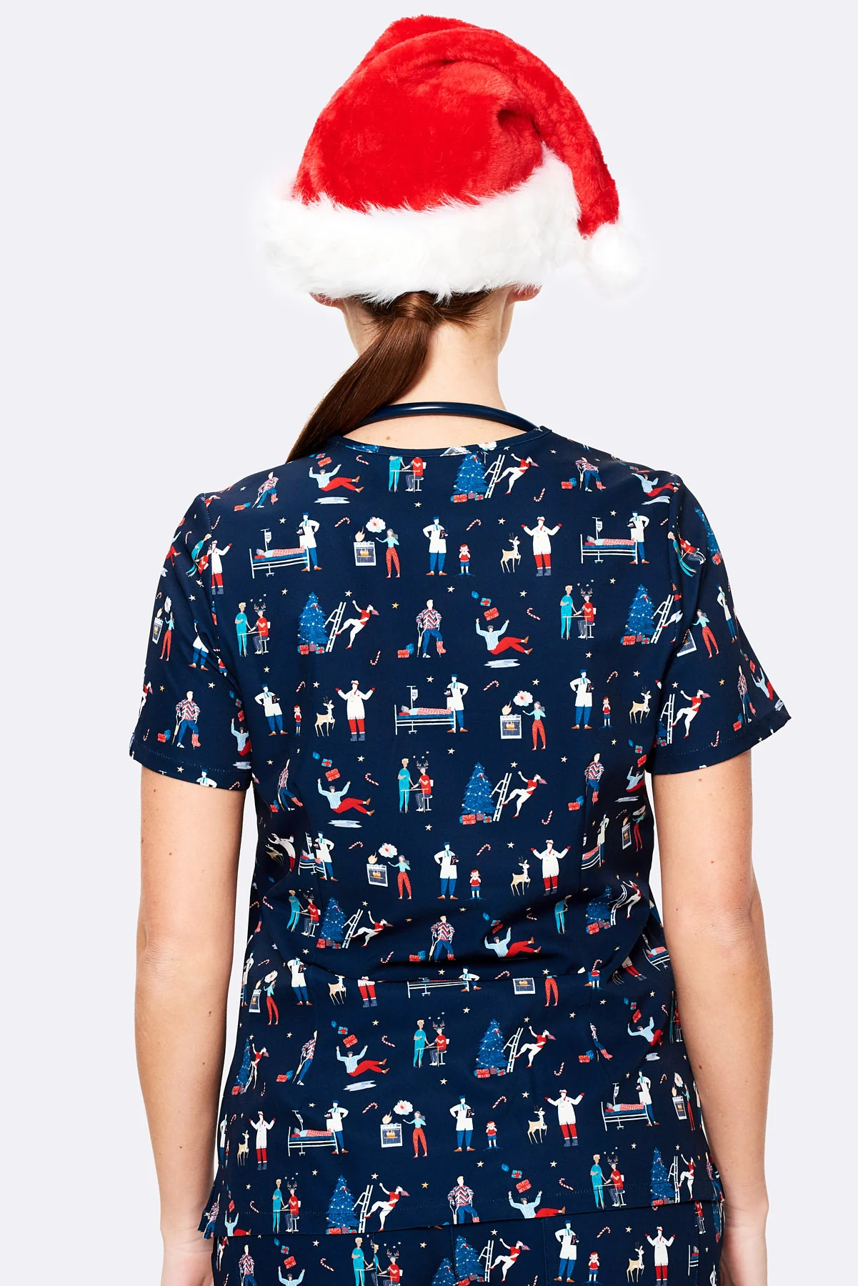 Christmas Chaos Women’s 3-Pocket Scrub Top - Image 5