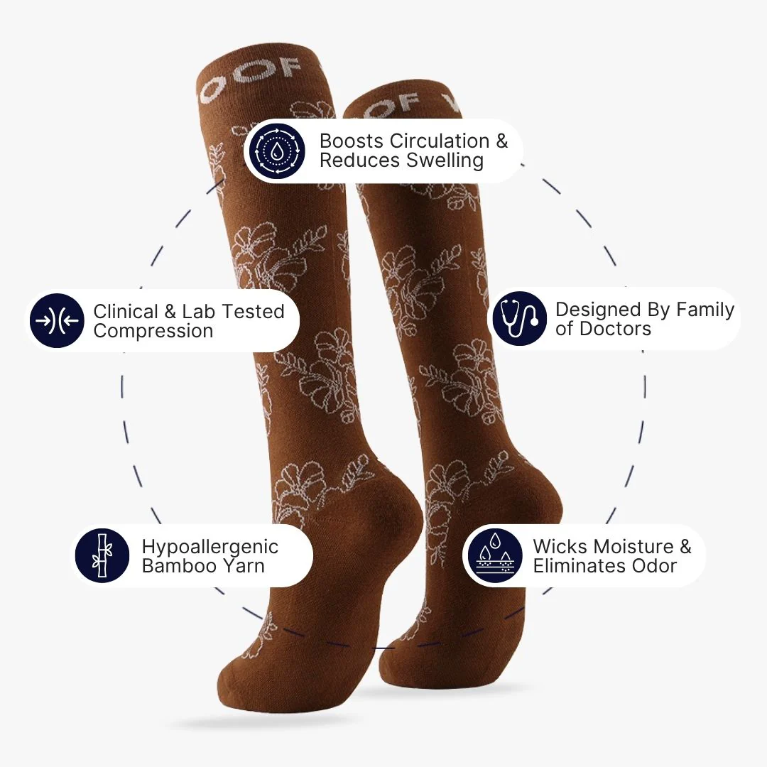 Pressed Flowers Bamboo Compression Socks - Image 2