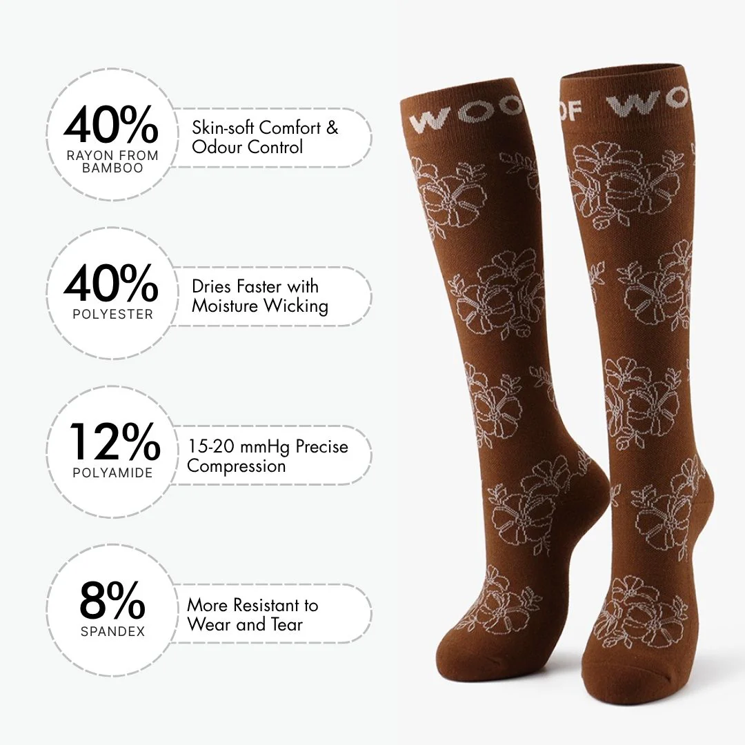Pressed Flowers Bamboo Compression Socks - Image 3