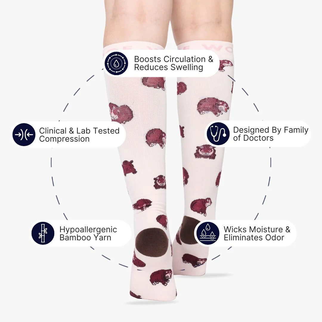 Sassy Hippo Bamboo Compression Socks - Image 2
