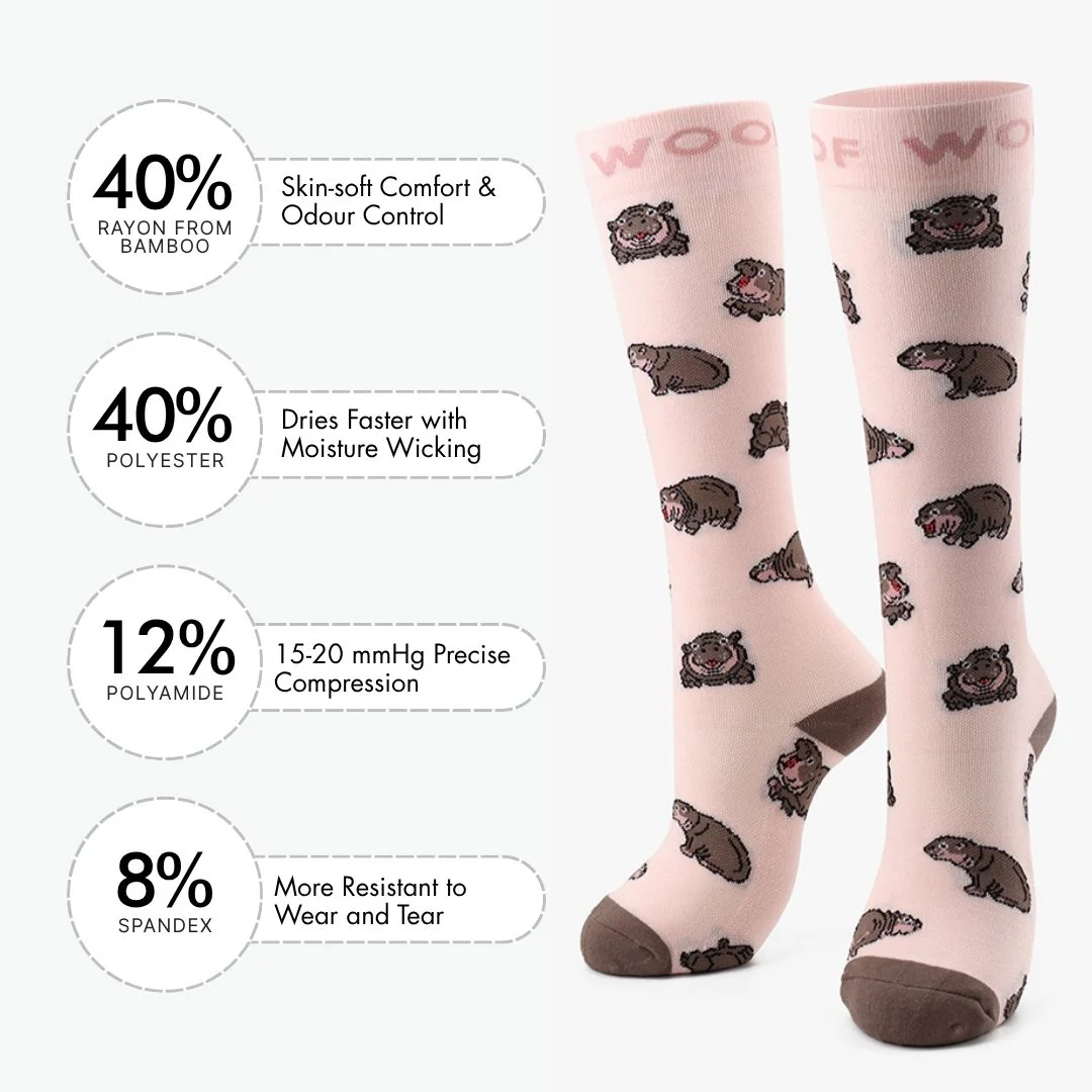 Sassy Hippo Bamboo Compression Socks - Image 3