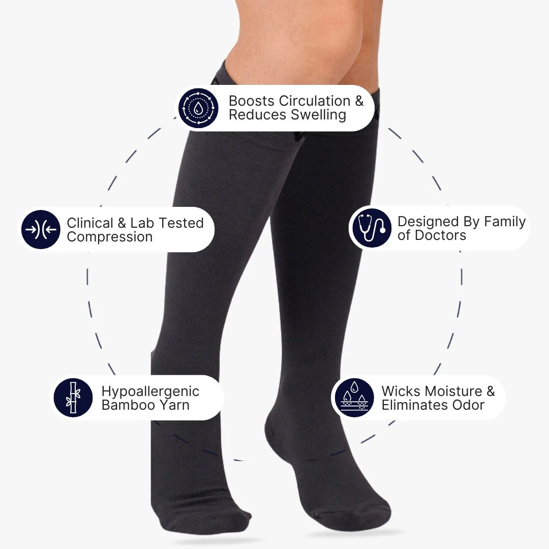 Shadow Grey Bamboo Compression Socks - Image 2
