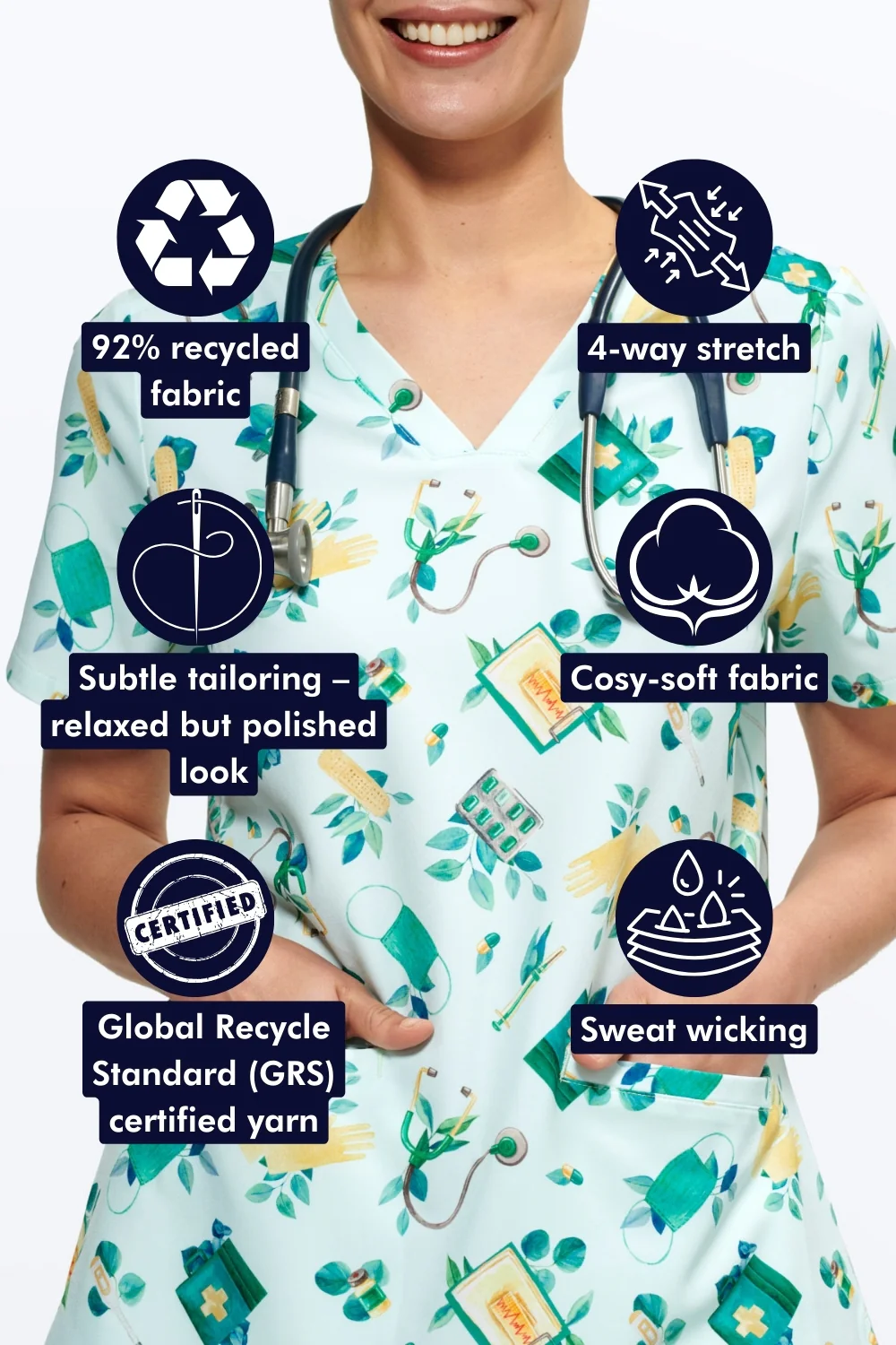 The GP Life Women’s 3-Pocket Scrub Top - Image 2
