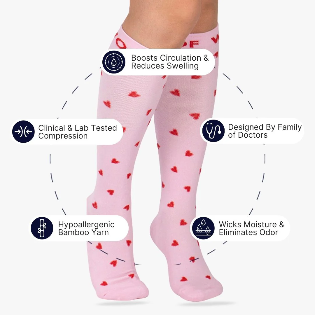 Tiny Hearts Bamboo Compression Socks - Image 2