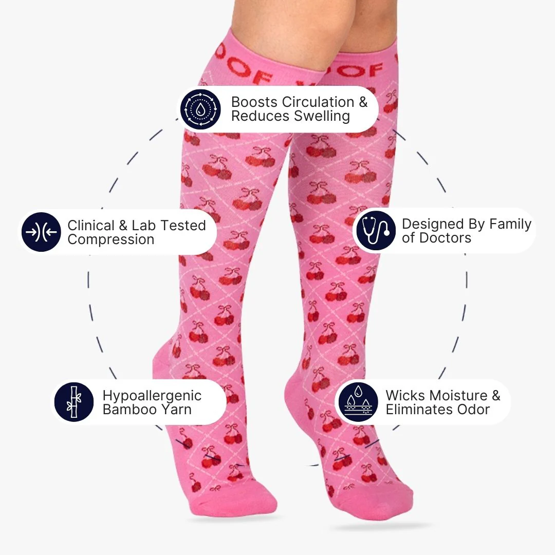 Very Cherry Bamboo Compression Socks - Image 2