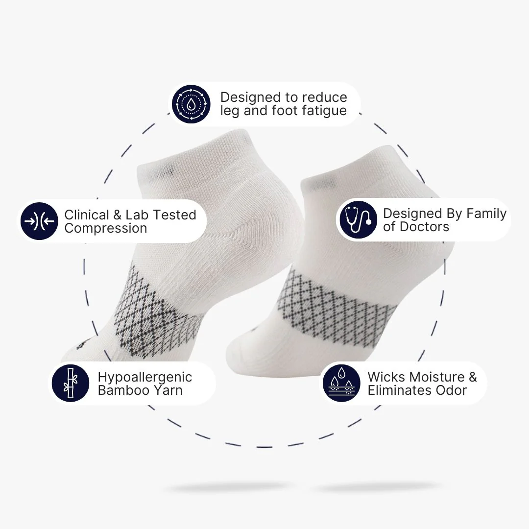White Bamboo Ankle Compression Socks - Image 3