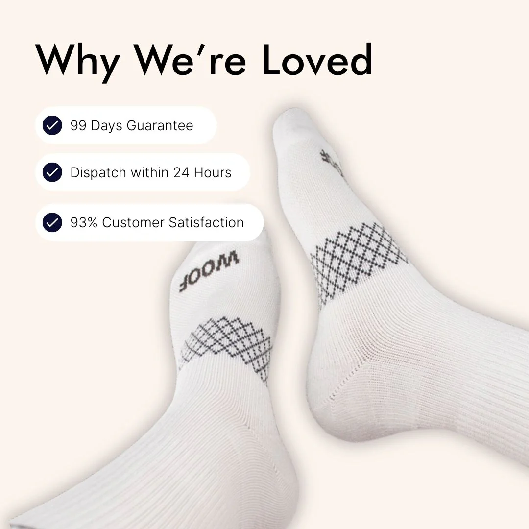 White Bamboo Crew Compression Socks - Image 7