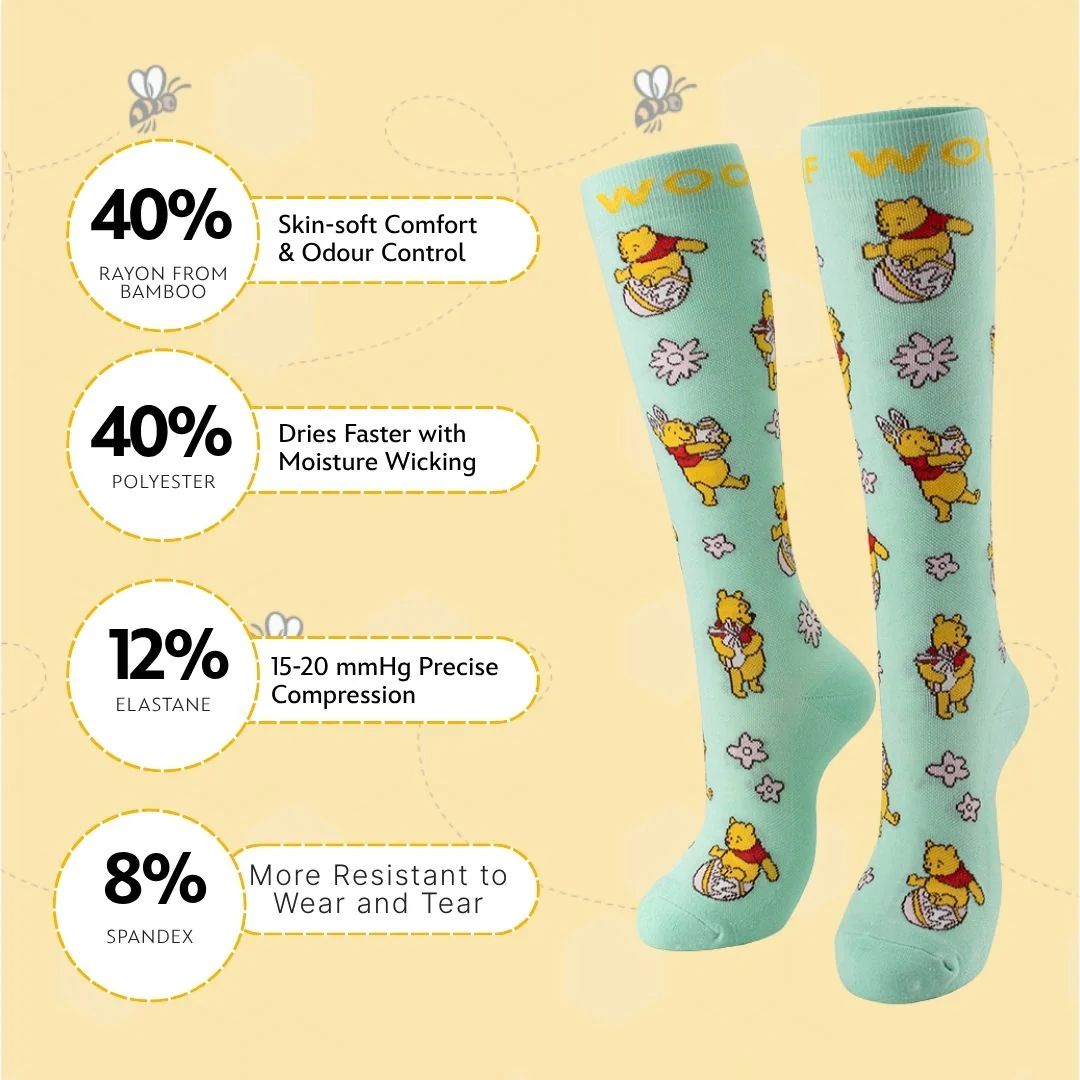 Disney’s Winnie the Pooh Bamboo Compression Socks, Easter Egg Hunt - Image 2