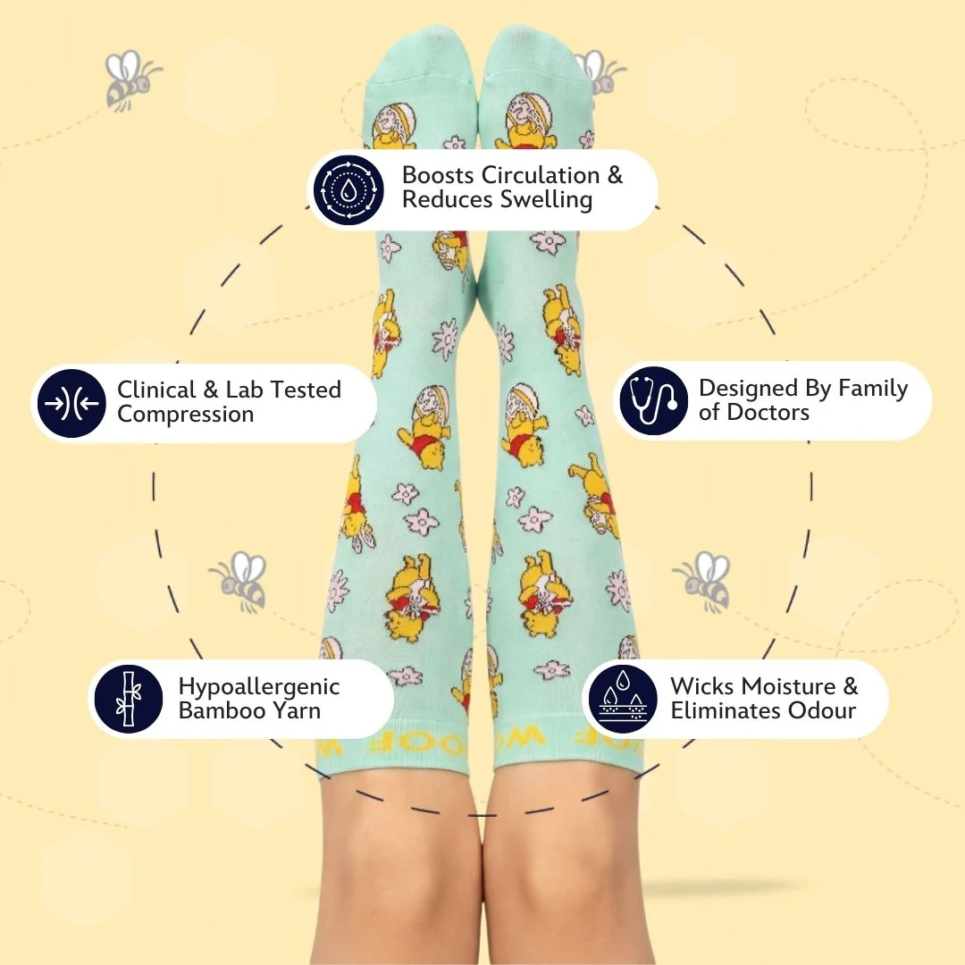 Disney’s Winnie the Pooh Bamboo Compression Socks, Easter Egg Hunt - Image 3