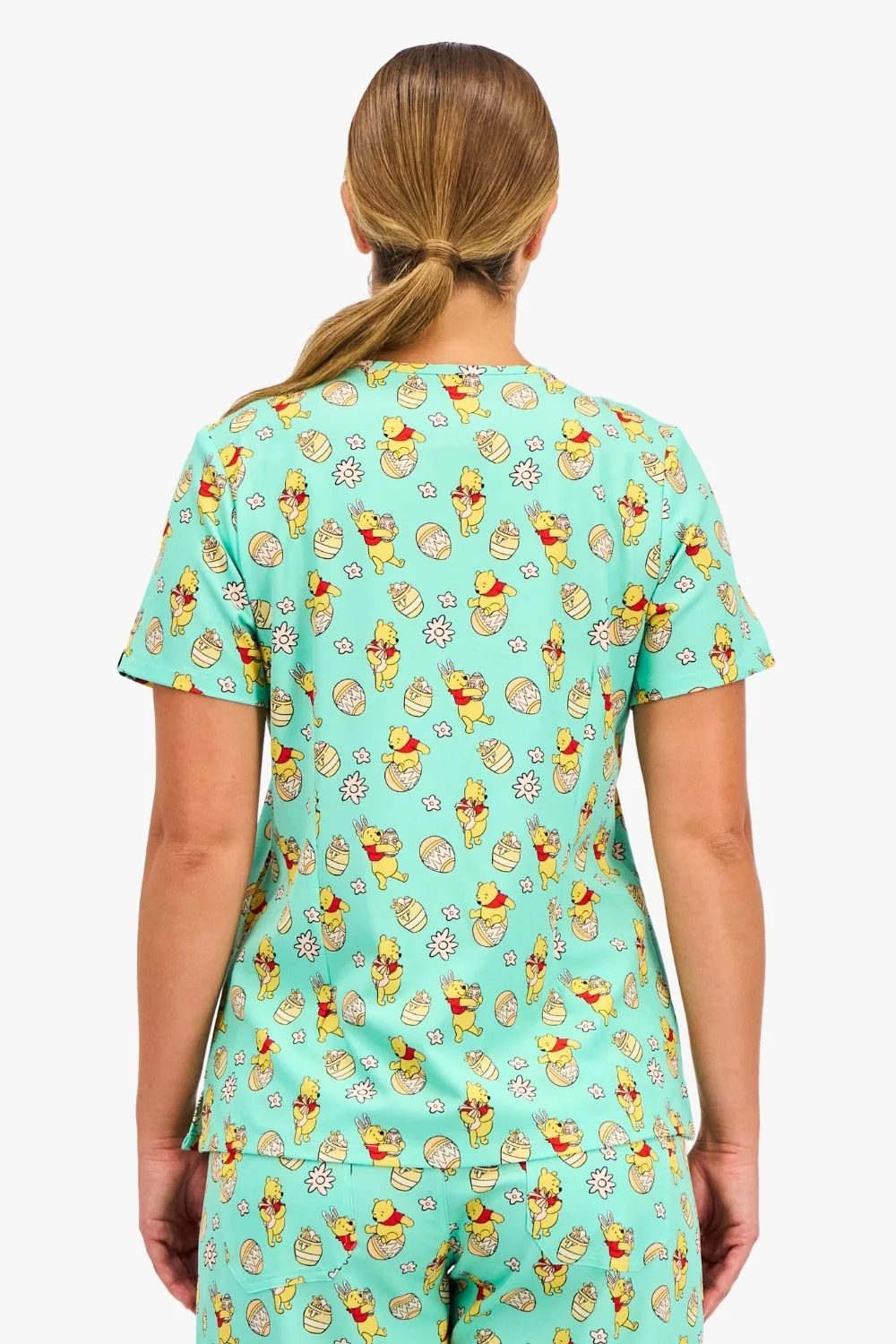 Disney’s Winnie the Pooh Women’s 3-Pocket Scrub Top, Easter Egg Hunt - Image 5