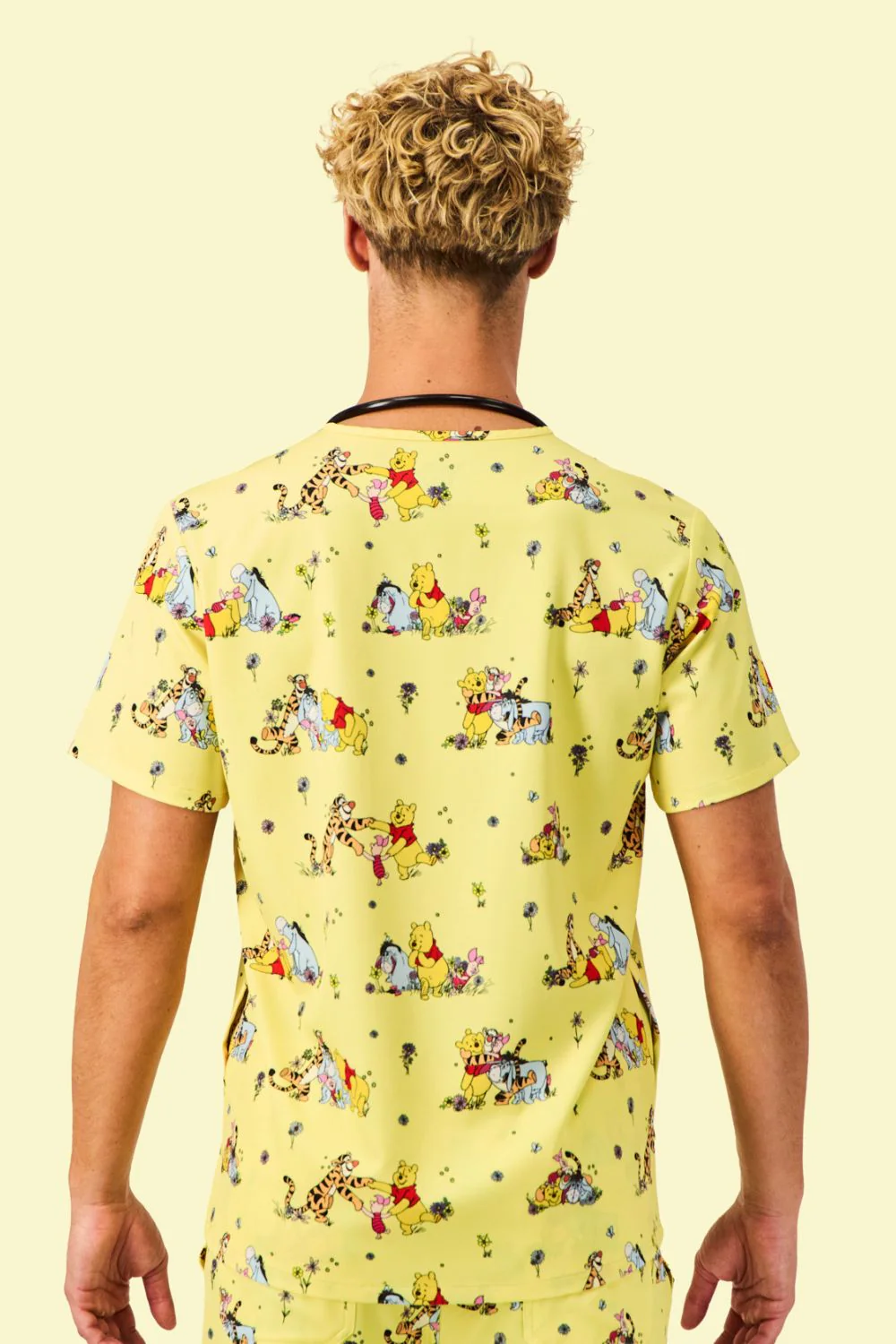 Disney's Winnie The Pooh & Friends Men's 3-Pocket Scrub Top, Favourite Day - Image 5