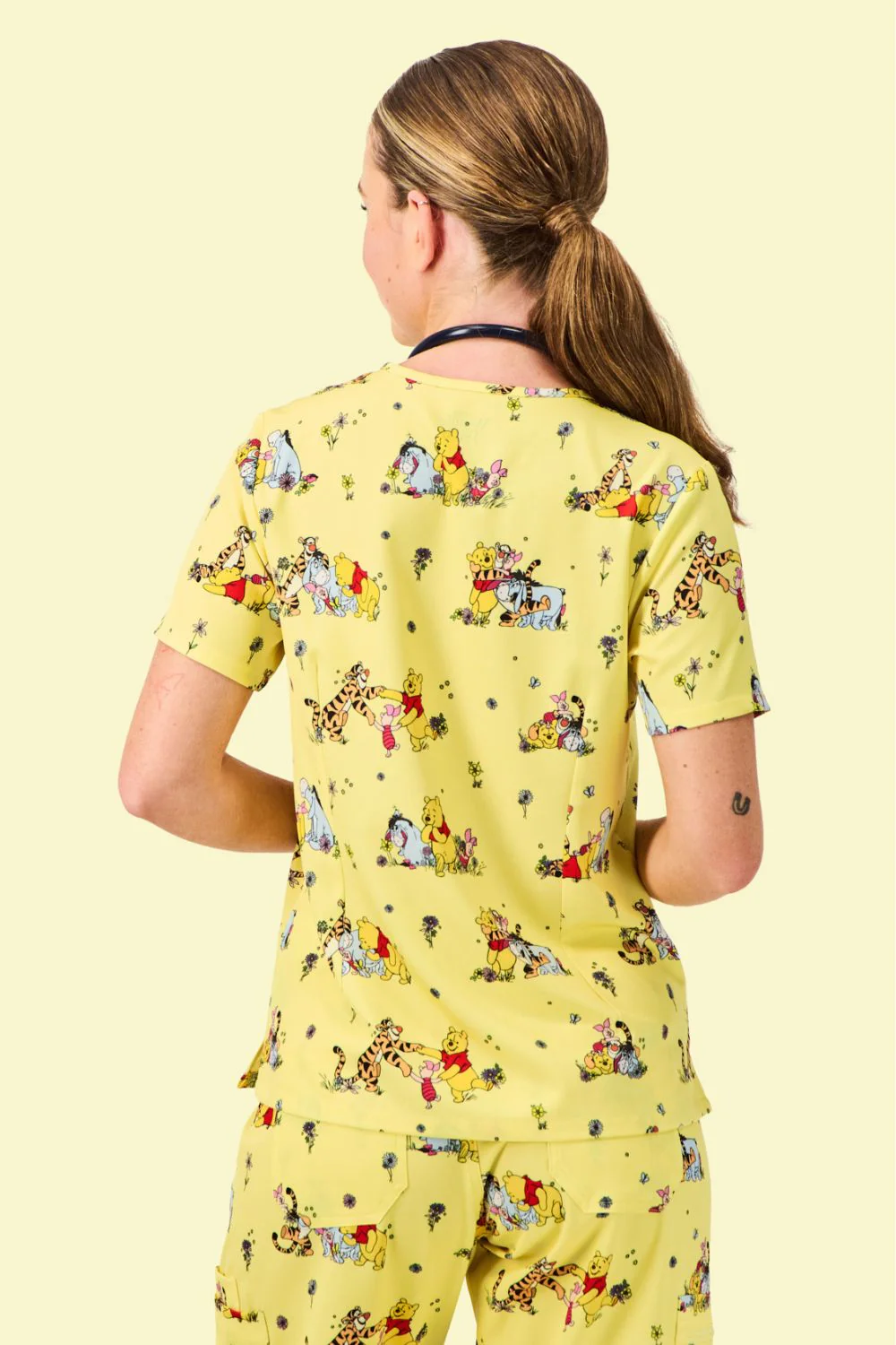 Disney’s Winnie the Pooh and Friends Women’s 3-Pocket Scrub Top, Favourite Day - Image 5