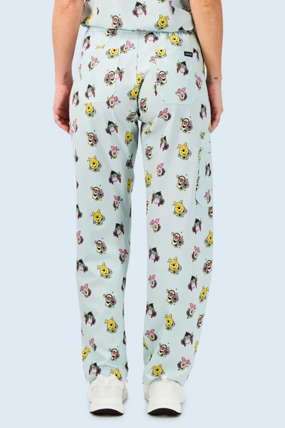 Disney’s Winnie the Pooh and Friends Women’s Cargo Scrub Pants, Flower Patch - Image 4