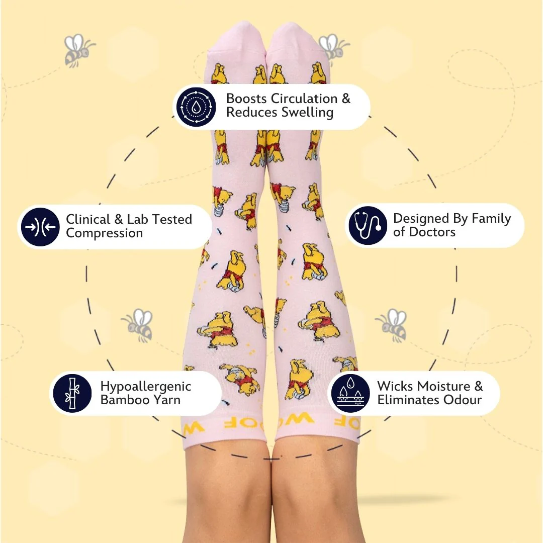 Disney’s Winnie the Pooh Bamboo Compression Socks, Honey Pot - Image 3