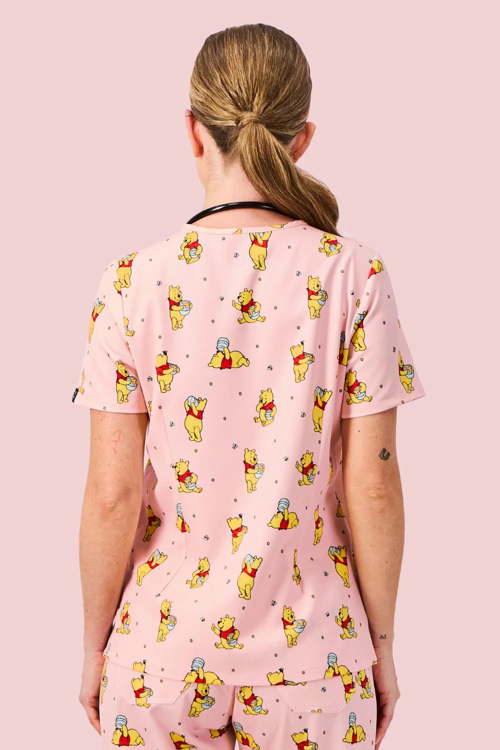 Disney’s Winnie the Pooh Women’s 3-Pocket Scrub Top, Honey Pot - Image 5