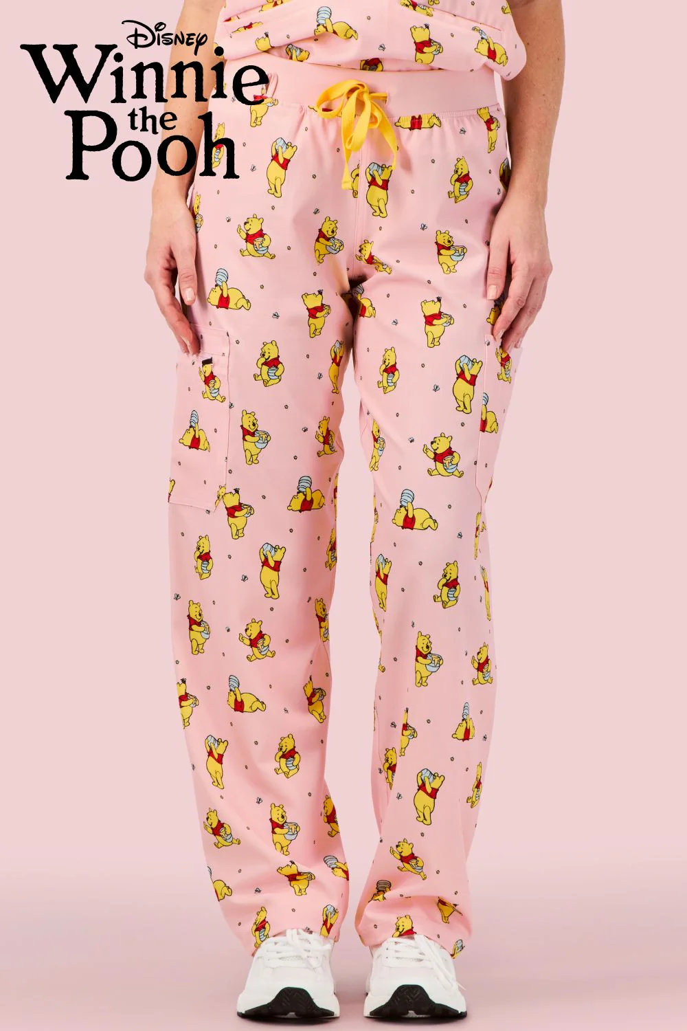 Disney’s Winnie the Pooh Women’s Cargo Scrub Pants, Honey Pot