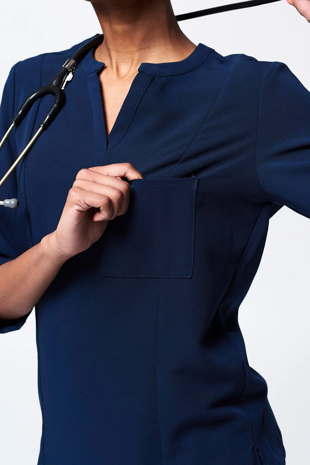 Women's 3/4 Sleeve Henley Scrub Top - Image 3
