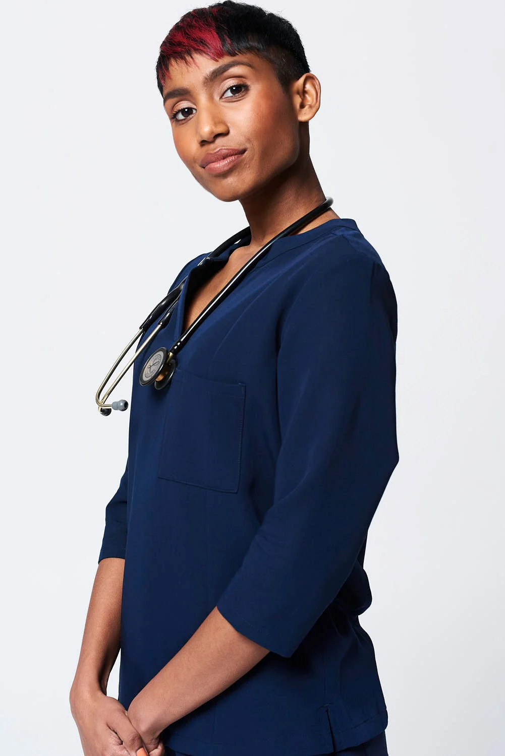 Women's 3/4 Sleeve Henley Scrub Top - Image 4