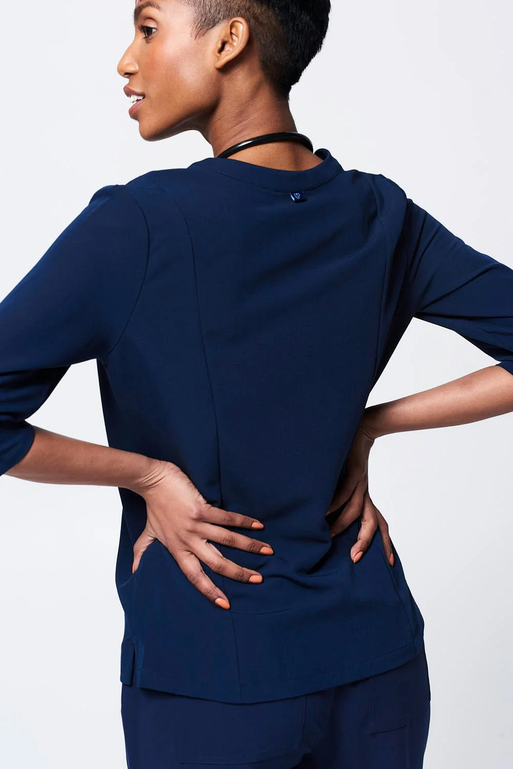Women's 3/4 Sleeve Henley Scrub Top - Image 5