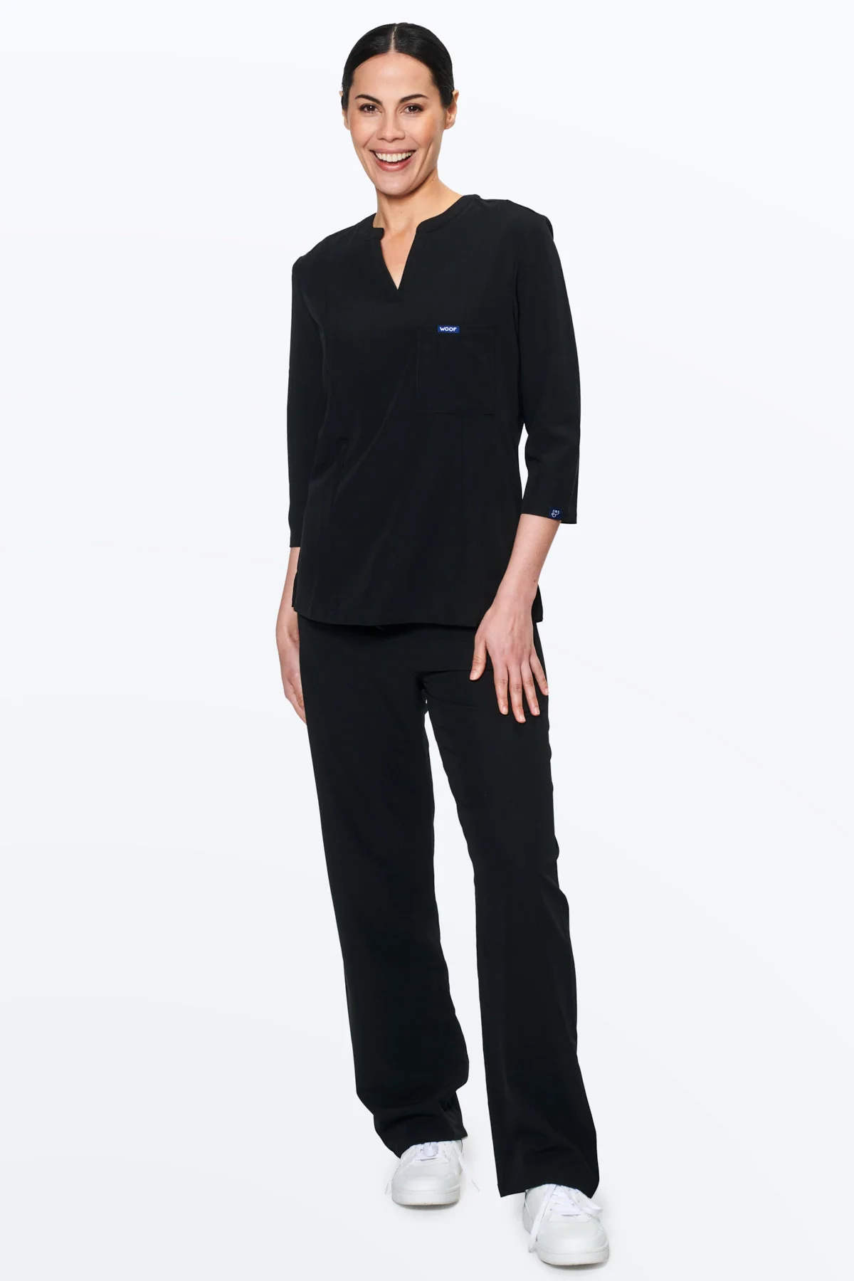 Women's 3/4 Sleeve Henley Scrub Top - Image 9