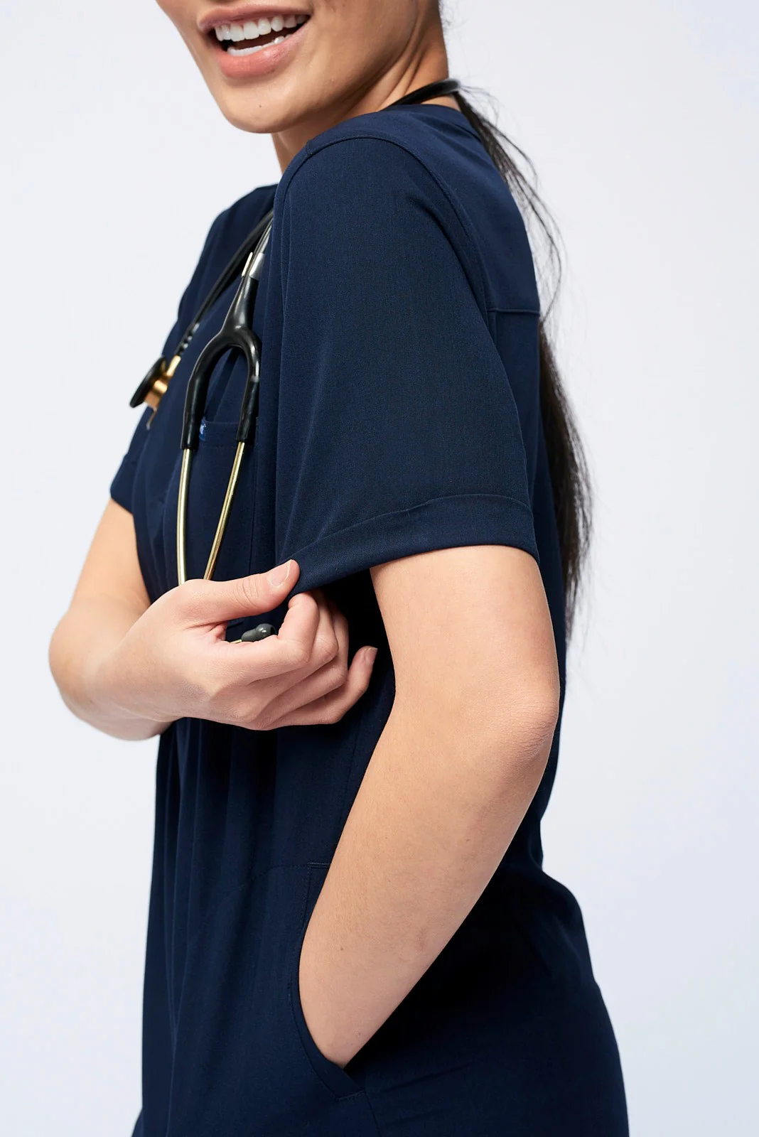 Women’s Short Sleeve Henley Scrub Top - Image 3