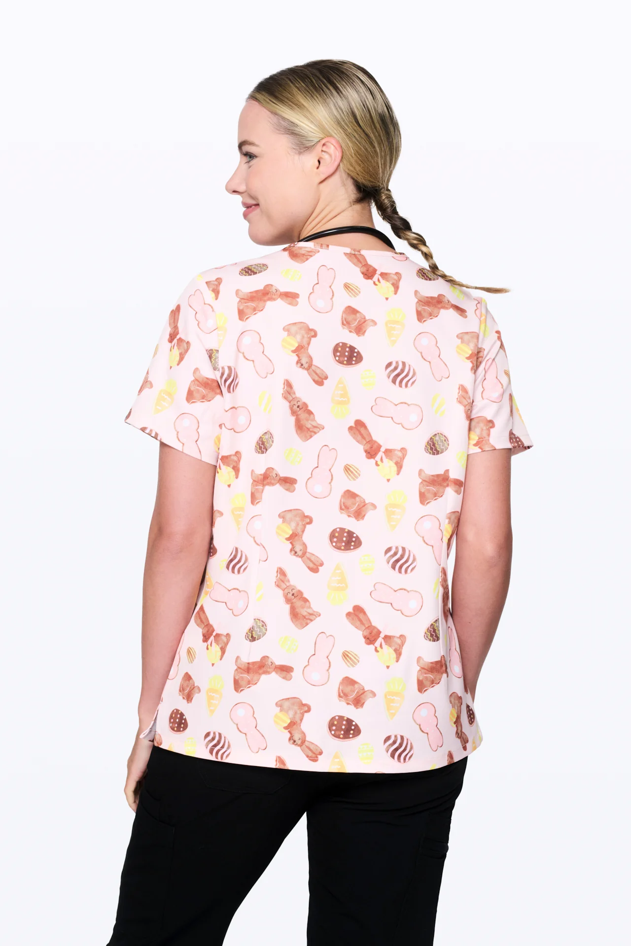 Yummy Bunnies Women’s 3-Pocket Scrub Top - Image 4